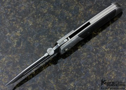 Bob Terzuola Custom Knife One Off Tanto Meteorite Bolsters & Carbon Fiber Linerlock - Image 4