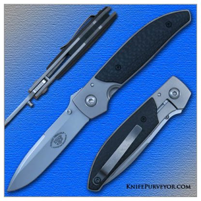Bob Terzuola's Custom Knife: CPM-154 Framelock with Textured Carbonfiber Scales and a Bead Blasted Titanium Frame
