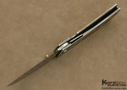 Bob Terzuola Custom Knife Simon Lytton Engraved Sterling Silver Frame with 18 Kt Gold Thumbstud - Image 6