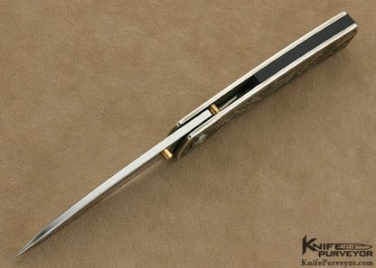 Bob Terzuola Custom Knife Simon Lytton Engraved Sterling Silver Frame with 18 Kt Gold Thumbstud - Image 5