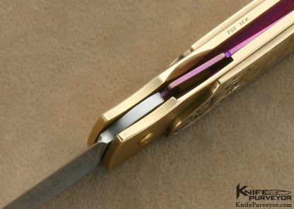 Bob Terzuola Custom Knife 18 Kt Gold Linerlock Engraved by Ray Cover Jr. Originally Commissioned by Barrett Smythe - Image 10