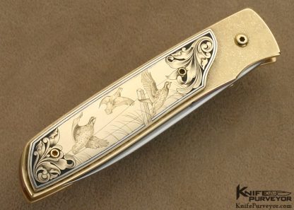 Bob Terzuola Custom Knife 18 Kt Gold Linerlock Engraved by Ray Cover Jr. Originally Commissioned by Barrett Smythe - Image 4