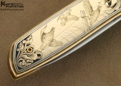 Bob Terzuola Custom Knife 18 Kt Gold Linerlock Engraved by Ray Cover Jr. Originally Commissioned by Barrett Smythe - Image 6