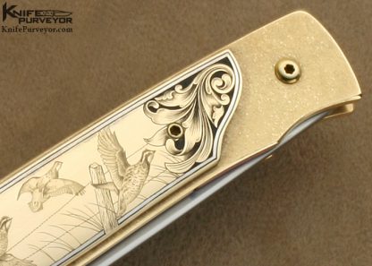 Bob Terzuola Custom Knife 18 Kt Gold Linerlock Engraved by Ray Cover Jr. Originally Commissioned by Barrett Smythe - Image 5