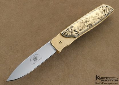 Bob Terzuola Custom Knife 18 Kt Gold Linerlock Engraved by Ray Cover Jr. Originally Commissioned by Barrett Smythe
