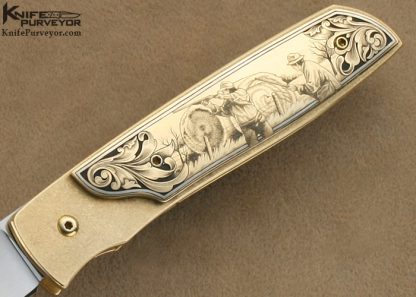 Bob Terzuola Custom Knife 18 Kt Gold Linerlock Engraved by Ray Cover Jr. Originally Commissioned by Barrett Smythe - Image 3
