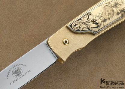 Bob Terzuola Custom Knife 18 Kt Gold Linerlock Engraved by Ray Cover Jr. Originally Commissioned by Barrett Smythe - Image 2