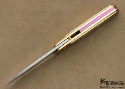 Bob Terzuola Custom Knife 18 Kt Gold Linerlock Engraved by Ray Cover Jr. Originally Commissioned by Barrett Smythe - Image 7