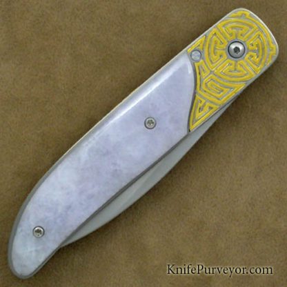Bob Terzuola Cuatom Knife Nephrite Jade Linerlock Engraved by Jon Robyn - Image 3