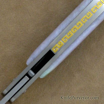 Bob Terzuola Cuatom Knife Nephrite Jade Linerlock Engraved by Jon Robyn - Image 4