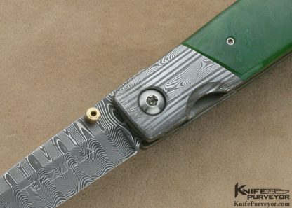 Bob Terzuola Custom Knife Jade & Damascus Linerlock - Image 2