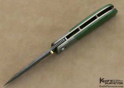 Bob Terzuola Custom Knife Jade & Damascus Linerlock - Image 4