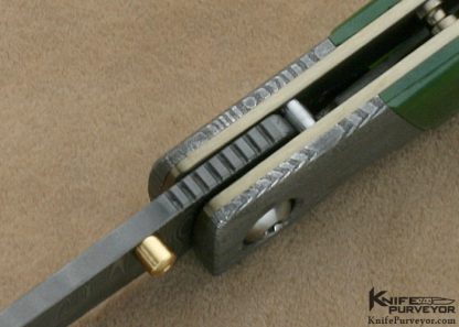 Bob Terzuola Custom Knife Jade & Damascus Linerlock - Image 5