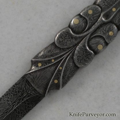 Robert Weinstock Custom Knife Carved Damascus Bale Lock Dagger - Image 2