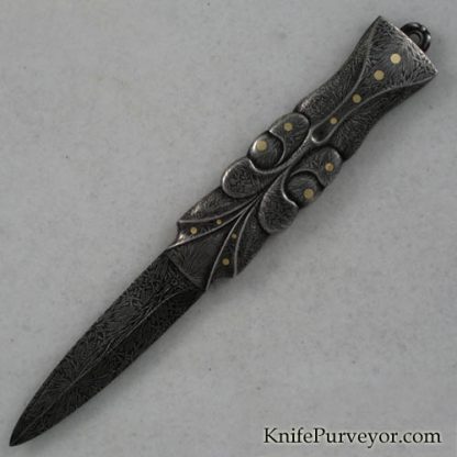 Robert Weinstock Custom Knife Carved Damascus Bale Lock Dagger