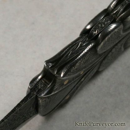Robert Weinstock Custom Knife Carved Damascus Bale Lock Dagger - Image 4