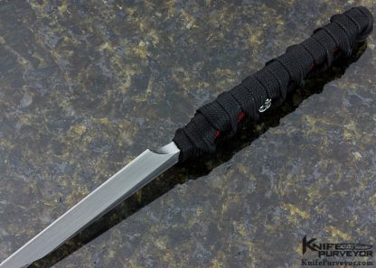 Johnathan Mitchell Custom Knife Hand Rubbed Satin Finished A2 Tool Steel "Vector" with Cord Wrapped Stingray with Skull Menuki - Image 5