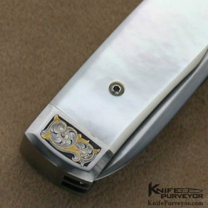 Bailey Bradshaw Custom Knives 2 Bladed Mother of Pearl Gunstock Engraved by Ron Nott - Image 4