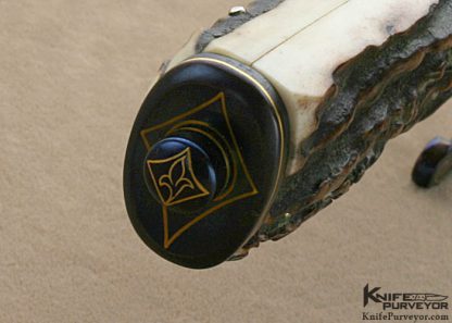 Bailey Bradshaw Custom Knives Sole Authorship Damascus & Engraved Stag Jaeger Sword - Image 10