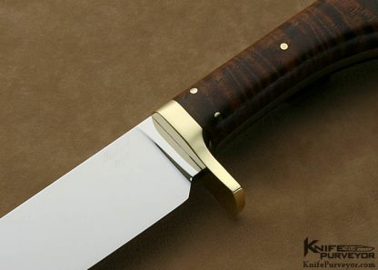 Walter Brend Custom Knives Tiger Maple & Polished Brass Mediterranean Bowie #005 - Image 2