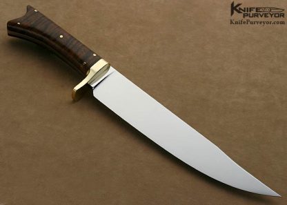 Walter Brend Custom Knives Tiger Maple & Polished Brass Mediterranean Bowie #005 - Image 5