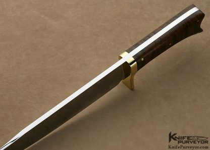 Walter Brend Custom Knives Tiger Maple & Polished Brass Mediterranean Bowie #005 - Image 4