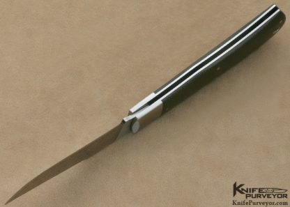Brett Dowell Custom Knife Green Canvas Micarta Back Pocket Slip Joint - Image 5