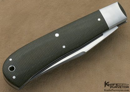 Brett Dowell Custom Knife Green Canvas Micarta Back Pocket Slip Joint - Image 3