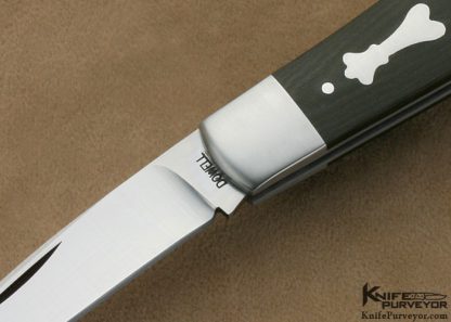 Brett Dowell Custom Knife Green Canvas Micarta Swayback Knife Slip Joint - Image 2