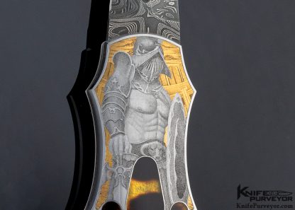Warren Osborne Custom Knife Amber Interframe Lockback Dagger Engraved by Master Engraver Brian Hochstrat - Image 4