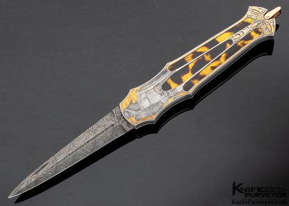 Warren Osborne Custom Knife Amber Interframe Lockback Dagger Engraved by Master Engraver Brian Hochstrat 8720 Open
