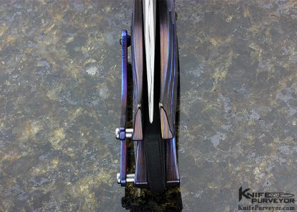 Brian Tighe Custom Knife Damasteel and Timascus Tanto Fighter Button Lock Flipper - Image 6