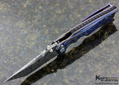 Brian Tighe Custom Knife Damasteel and Timascus Tanto Fighter Button Lock Flipper - Image 4