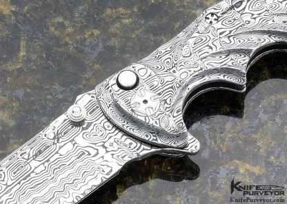 Brian Tighe Breaker Custom Knife Full Fluted Damascus Button Lock Flipper - Image 2