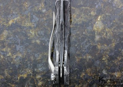 Brian Tighe Breaker Custom Knife Full Fluted Damascus Button Lock Flipper - Image 6
