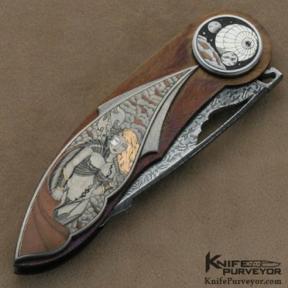 David Broadwell Custom Knives Brian Hochstrat Engraved "Galactic Warriors" Techno Art Folder - Image 3