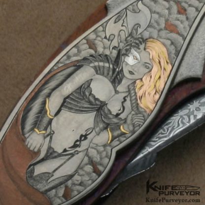 David Broadwell Custom Knives Brian Hochstrat Engraved "Galactic Warriors" Techno Art Folder - Image 4