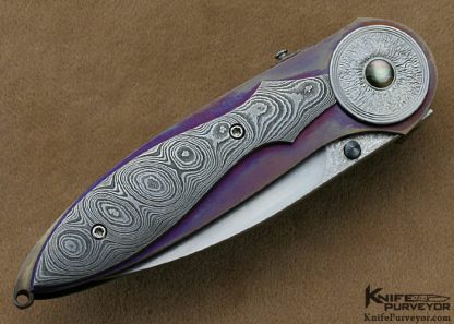 David Broadwell Custom Knives Damascus & Anodized Titanium D B Lock - Image 3