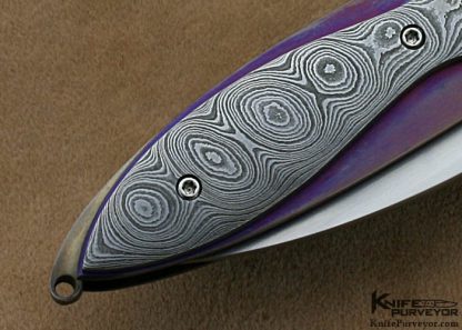 David Broadwell Custom Knives Damascus & Anodized Titanium D B Lock - Image 4
