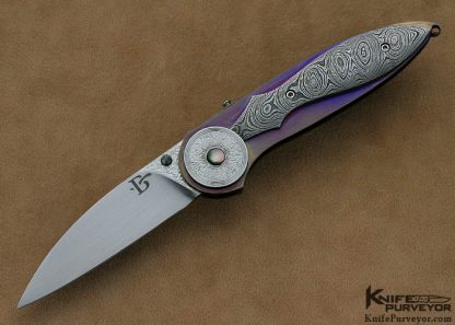 David Broadwell Custom Knives Damascus & Anodized Titanium D B Lock
