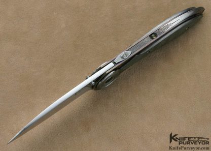 David Broadwell Custom Knives Damascus & Anodized Titanium D B Lock - Image 5