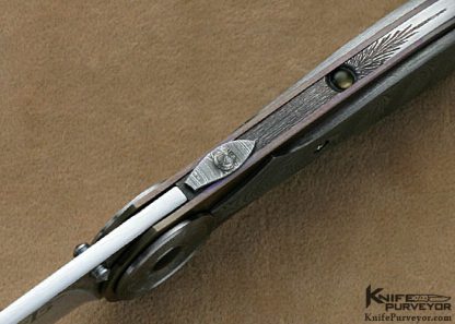 David Broadwell Custom Knives Damascus & Anodized Titanium D B Lock - Image 6