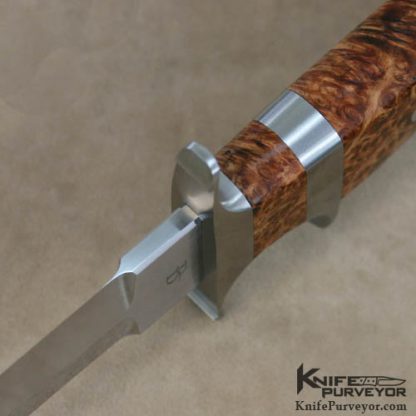 David Broadwell Custom Knife Burlwood Subhilt Fighter - Image 3