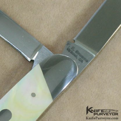 R.E. Brown Custom Knife 4 Bladed Goldlip Pearl Slipjoint - Image 2
