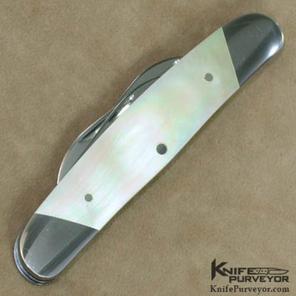 R.E. Brown Custom Knife 4 Bladed Goldlip Pearl Slipjoint - Image 3