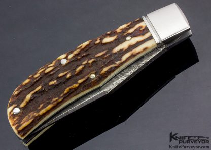 Bruce Bump Custom Knife Sole Authorship Feather Pattern Damascus Slip Joint - Image 3