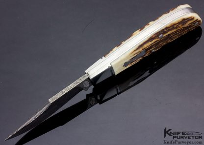 Bruce Bump Custom Knife Sole Authorship Feather Pattern Damascus Slip Joint - Image 5