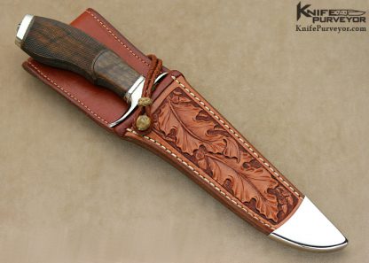 Bruce Bump Custom Knife Winding Feather Damascus With Checkered Black Walnut "Peace Keeper" Fighter - Image 4