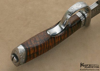 Bruce Bump Custom Knife Sole Authorship Damascus & Koa Ring Guard Fighter Engraved by Jere Davidson - Image 8