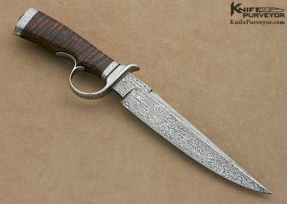 Bruce Bump Custom Knife Sole Authorship Damascus & Koa Ring Guard Fighter Engraved by Jere Davidson - Image 5